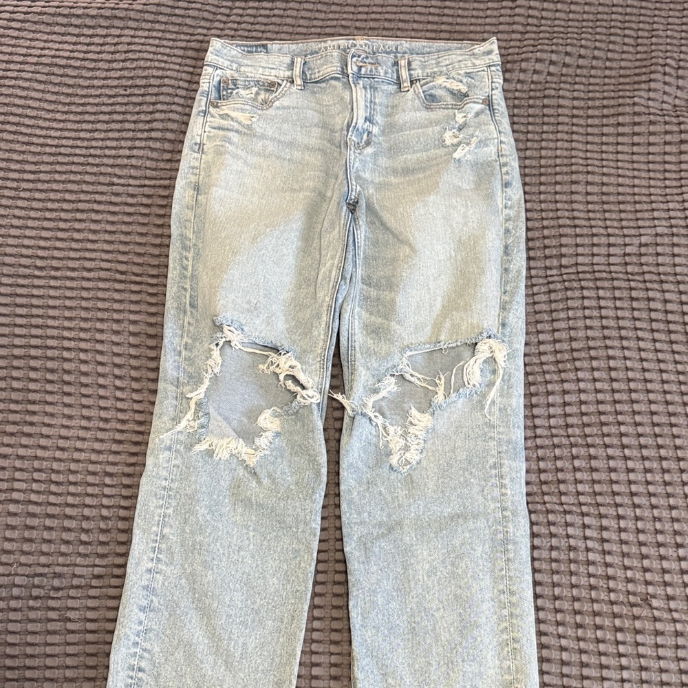 AE Super High Rise Ankle Straight Distressed